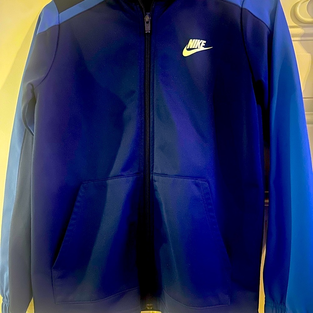 Nike Boys Blue Zip-Up Jacket with Nike logo on the back Large